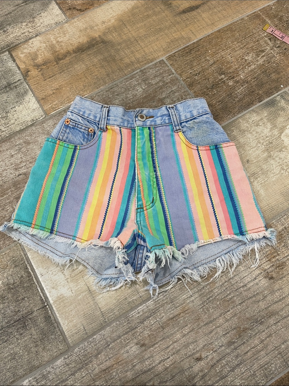 Vintage Steel Jeans High Rise Colorful Cut Off 90s Jean Shorts Made in USA 3